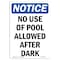 Signmission OSHA Notice Sign, 10" H, 7" W, Rigid Plastic, No Use Of Pool Allowed After Dark Sign, Portrait OS-NS-P-710-V-15024 - alternate 1